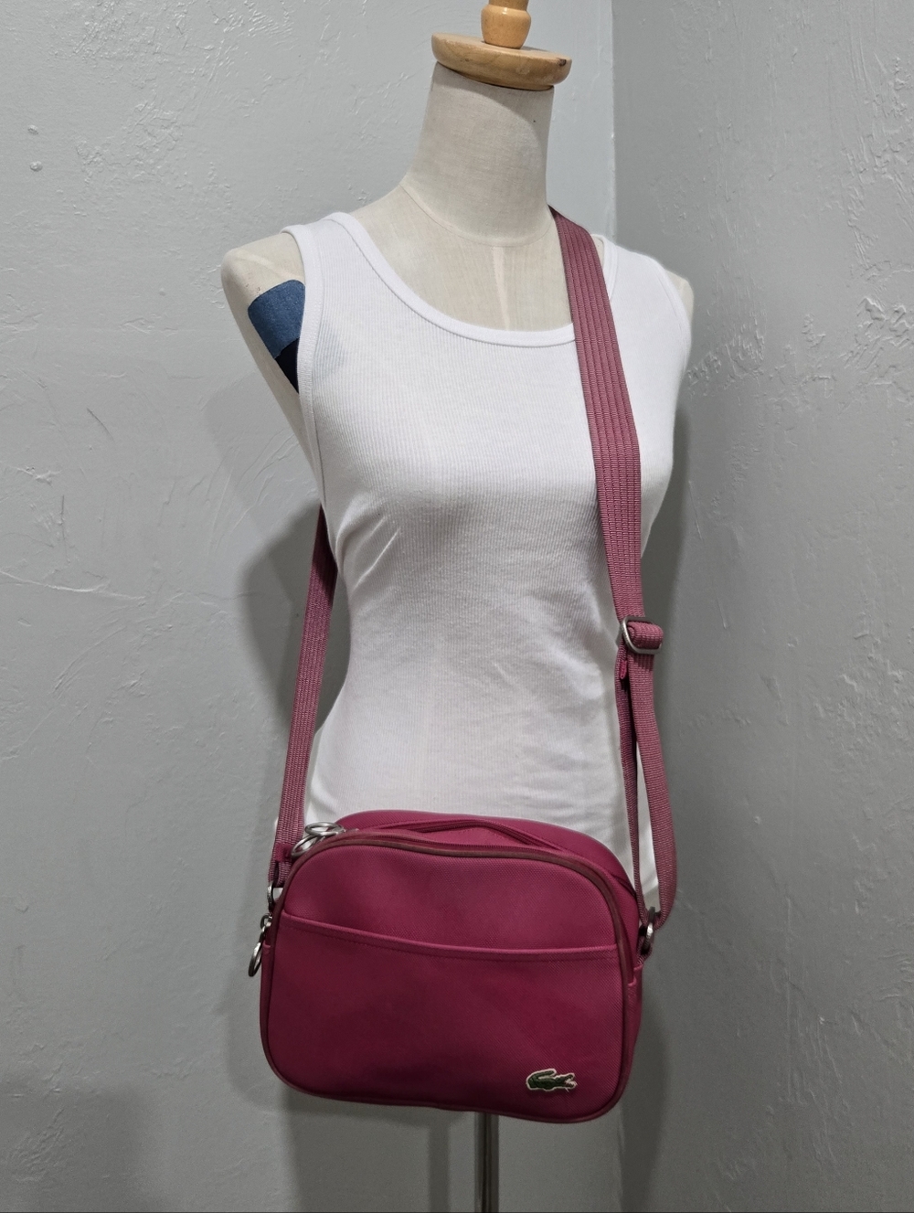 Lacoste Pink Crossbody Bag with Adjustable Strap